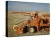 Harvest Story: Combines Harvest Wheat at Ranch in Texas-Ralph Crane-Stretched Canvas