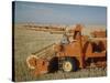 Harvest Story: Combines Harvest Wheat at Ranch in Texas-Ralph Crane-Stretched Canvas