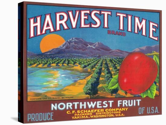 Harvest Time Apple Label - Yakima, WA-Lantern Press-Stretched Canvas