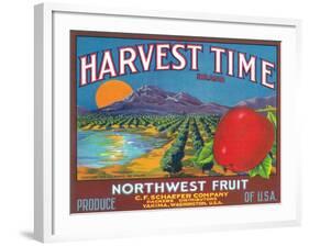 Harvest Time Apple Label - Yakima, WA-Lantern Press-Framed Art Print