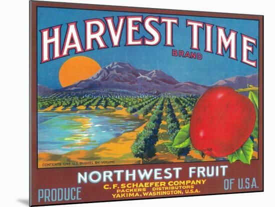 Harvest Time Apple Label - Yakima, WA-Lantern Press-Mounted Art Print