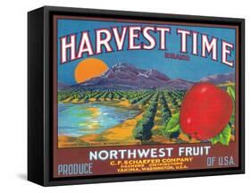 Harvest Time Apple Label - Yakima, WA-Lantern Press-Framed Stretched Canvas