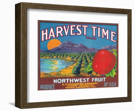 Harvest Time Apple Label - Yakima, WA-Lantern Press-Framed Art Print