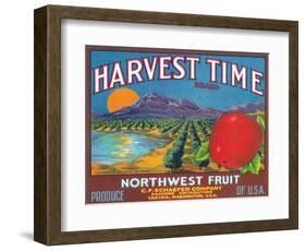 Harvest Time Apple Label - Yakima, WA-Lantern Press-Framed Art Print