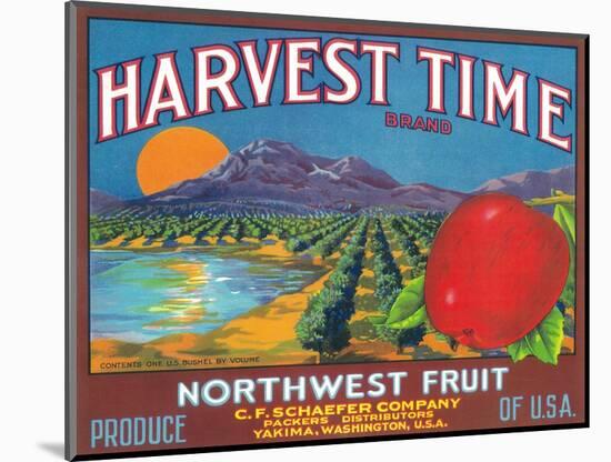 Harvest Time Apple Label - Yakima, WA-Lantern Press-Mounted Art Print