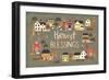 Harvest Village I Script-Laura Marshall-Framed Premium Giclee Print