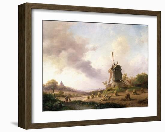 Harvesters in an Extensive Landscape, 1850-Frederik Marianus Kruseman-Framed Giclee Print