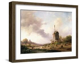 Harvesters in an Extensive Landscape, 1850-Frederik Marianus Kruseman-Framed Giclee Print