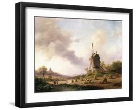 Harvesters in an Extensive Landscape, 1850-Frederik Marianus Kruseman-Framed Giclee Print