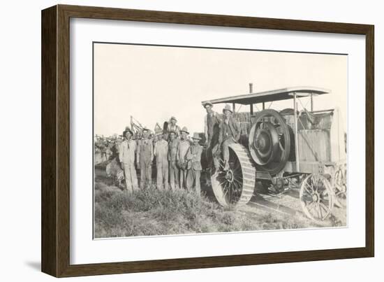 Harvesters with Reaper-null-Framed Art Print