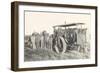 Harvesters with Reaper-null-Framed Art Print