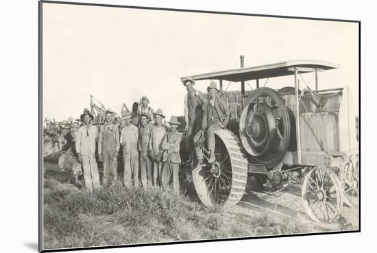 Harvesters with Reaper-null-Mounted Art Print