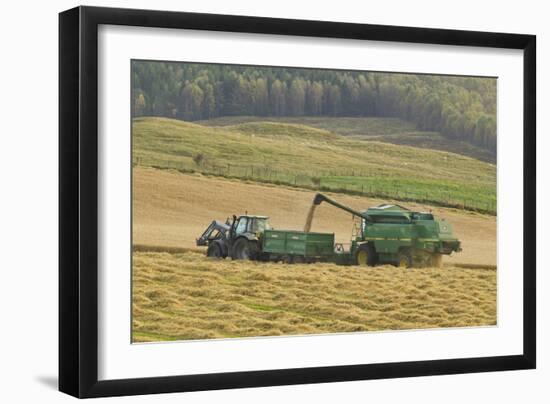 Harvesting Barley Crop in Late Summer, Scotland, UK-Mark Hamblin-Framed Photographic Print