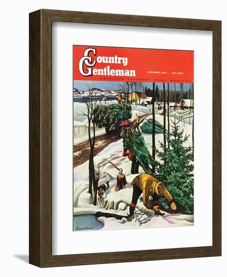 "Harvesting Christmas Trees," Country Gentleman Cover, December 1, 1942-Francis Chase-Framed Giclee Print