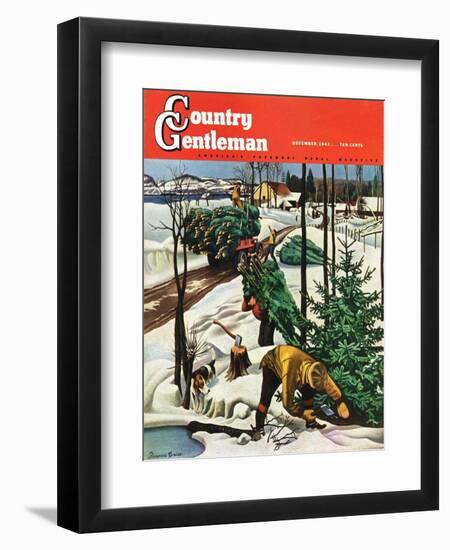 "Harvesting Christmas Trees," Country Gentleman Cover, December 1, 1942-Francis Chase-Framed Giclee Print