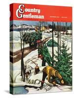 "Harvesting Christmas Trees," Country Gentleman Cover, December 1, 1942-Francis Chase-Stretched Canvas