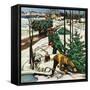 "Harvesting Christmas Trees,"December 1, 1942-Francis Chase-Framed Stretched Canvas