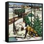 "Harvesting Christmas Trees,"December 1, 1942-Francis Chase-Framed Stretched Canvas