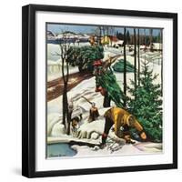 "Harvesting Christmas Trees,"December 1, 1942-Francis Chase-Framed Giclee Print