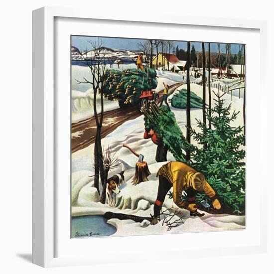"Harvesting Christmas Trees,"December 1, 1942-Francis Chase-Framed Giclee Print