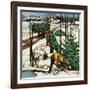 "Harvesting Christmas Trees,"December 1, 1942-Francis Chase-Framed Giclee Print