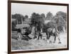 Harvesting in Kent with a Pair of Shire Horses-null-Framed Premium Giclee Print