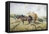 Harvesting in Picardy-R. Beavis-Framed Stretched Canvas