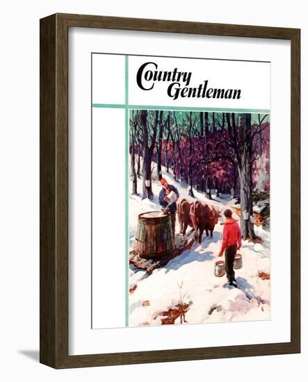 "Harvesting Maple Sap," Country Gentleman Cover, March 1, 1940-B. Summers-Framed Giclee Print