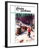 "Harvesting Maple Sap," Country Gentleman Cover, March 1, 1940-B. Summers-Framed Giclee Print