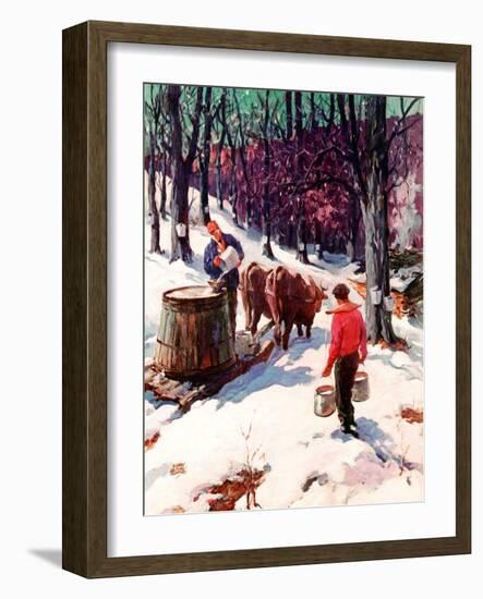 "Harvesting Maple Sap,"March 1, 1940-B. Summers-Framed Giclee Print