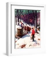 "Harvesting Maple Sap,"March 1, 1940-B. Summers-Framed Giclee Print