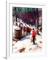 "Harvesting Maple Sap,"March 1, 1940-B. Summers-Framed Giclee Print