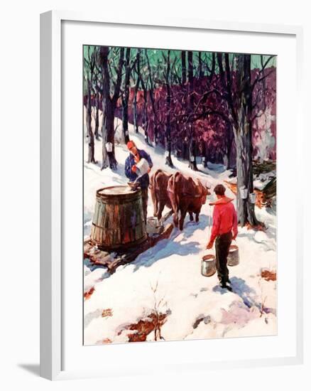 "Harvesting Maple Sap,"March 1, 1940-B. Summers-Framed Giclee Print