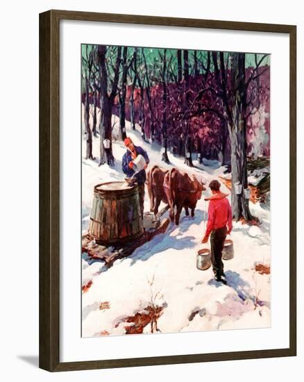 "Harvesting Maple Sap,"March 1, 1940-B. Summers-Framed Giclee Print