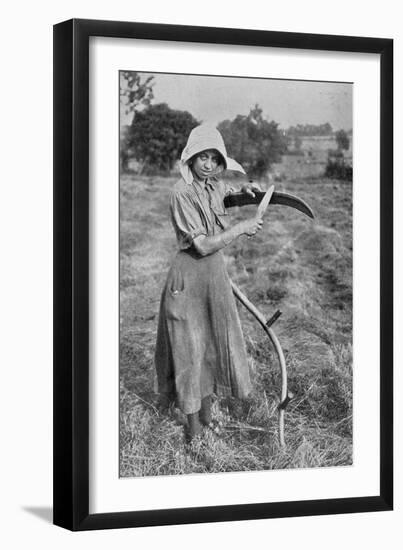 Harvesting - Member of the Leicester Women's Volunteer Reserve Helping a Farmer-English Photographer-Framed Giclee Print