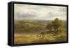 Harvesting near Barrow, Derby-George Turner-Framed Stretched Canvas