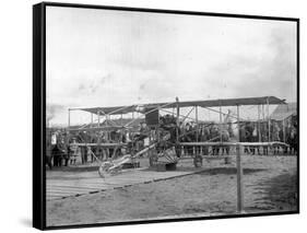 Harvey Crawford and Biplane at Tacoma (September 28, 1912)-Marvin Boland-Framed Stretched Canvas