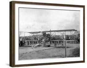 Harvey Crawford and Biplane at Tacoma (September 28, 1912)-Marvin Boland-Framed Giclee Print