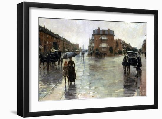 Hassam: Rainy Boston, 1885-Childe Hassam-Framed Giclee Print