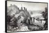 Hastings Castle from the Revd W. Wallinger's Plantation, engraved by R. Martin-Thomas Ross-Framed Stretched Canvas