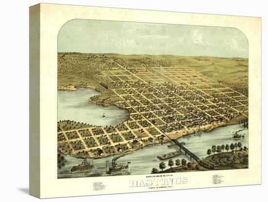 Hastings, Minnesota - Panoramic Map-Lantern Press-Stretched Canvas