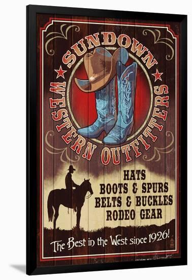 Hat and Boot Outfitters - Vintage Sign-Lantern Press-Framed Art Print