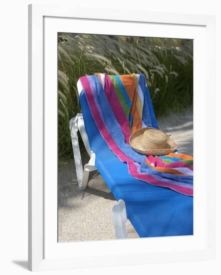 Hat and Towel on Lounge Chair, Aruba, Caribbean-Lisa S. Engelbrecht-Framed Photographic Print