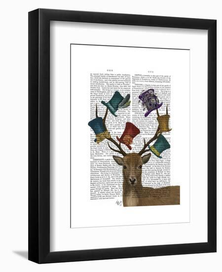 Hat Collector Deer-Fab Funky-Framed Art Print