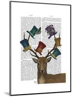 Hat Collector Deer-Fab Funky-Mounted Art Print