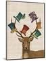 Hat Collector Deer-Fab Funky-Mounted Art Print