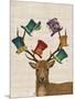 Hat Collector Deer-Fab Funky-Mounted Art Print