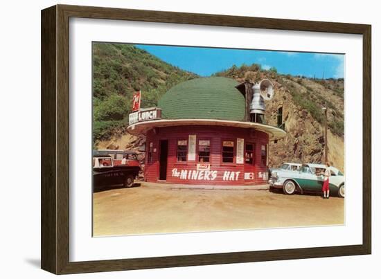 Hat-Shaped Miner's Hat Drive-In, Roadside Retro-null-Framed Art Print