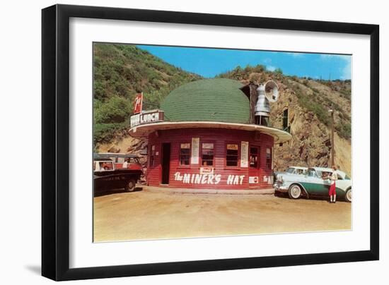 Hat-Shaped Miner's Hat Drive-In, Roadside Retro-null-Framed Art Print