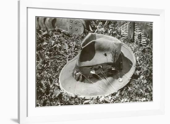 Hat with Fishing Lures-null-Framed Art Print